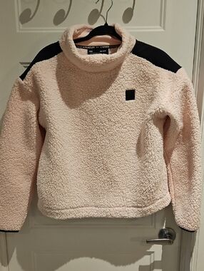 Under Armour Pale Pink Sherpa Pullover with Black Shoulder Panels